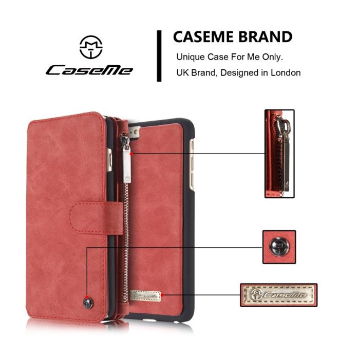 Caseme - Leder Etui mit abnehmbarer Plastik Hülle für iPhone 6/6S - rot