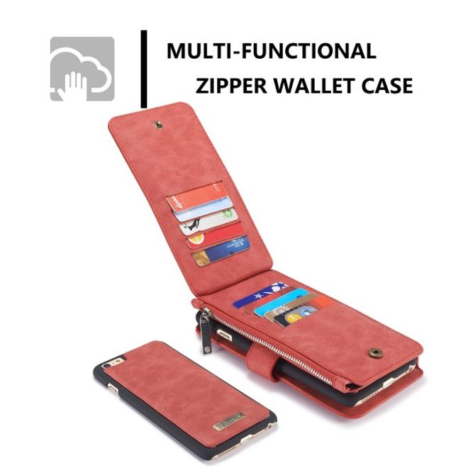 Caseme - Leder Etui mit abnehmbarer Plastik Hülle für iPhone 6/6S - rot