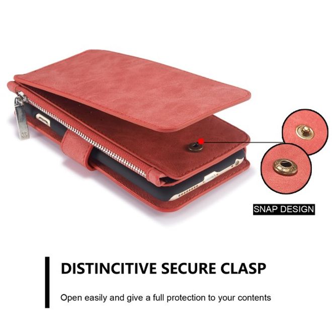 Caseme - Leder Etui mit abnehmbarer Plastik Hülle für iPhone 6/6S - rot