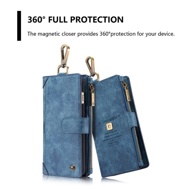 Caseme - Leder Etui mit abnehmbarer Plastik Hülle für iPhone 6/6S - blau