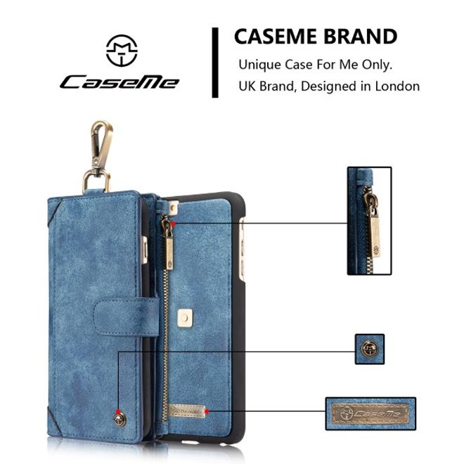 Caseme - Leder Etui mit abnehmbarer Plastik Hülle für iPhone 6/6S - blau