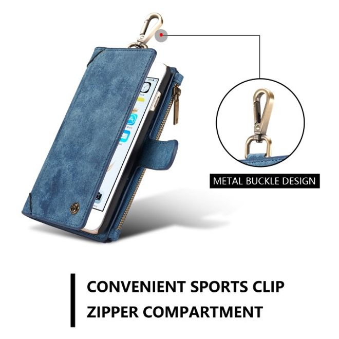 Caseme - Leder Etui mit abnehmbarer Plastik Hülle für iPhone 6/6S - blau