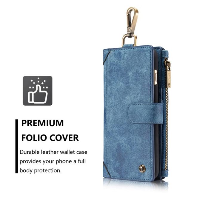 Caseme - Leder Etui mit abnehmbarer Plastik Hülle für iPhone 6/6S - blau