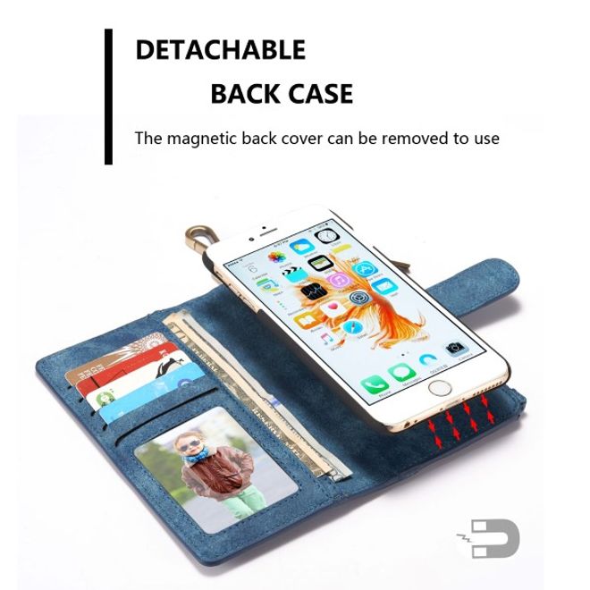 Caseme - Leder Etui mit abnehmbarer Plastik Hülle für iPhone 6/6S - blau