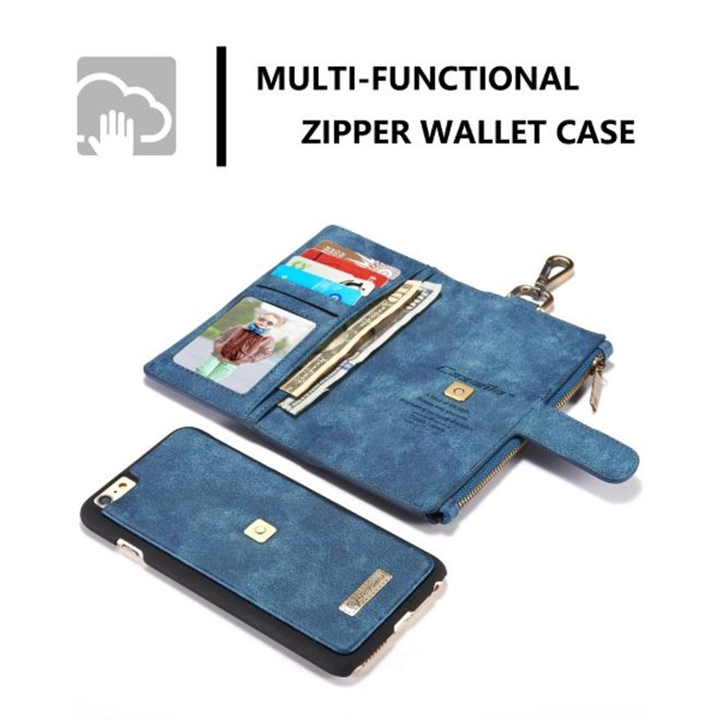 Caseme - Leder Etui mit abnehmbarer Plastik Hülle für iPhone 6/6S - blau