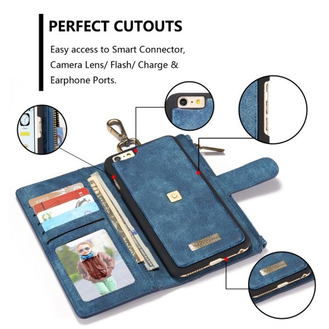 Caseme - Leder Etui mit abnehmbarer Plastik Hülle für iPhone 6/6S - blau