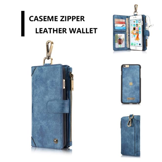 Caseme - Leder Etui mit abnehmbarer Plastik Hülle für iPhone 6/6S - blau