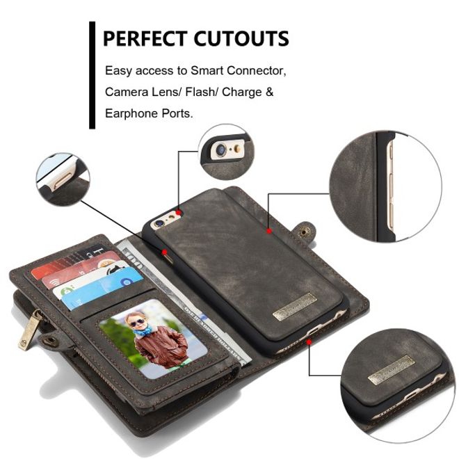 Caseme - Leder Portemonnaie mit abnehmbarer Plastik Hülle für iPhone 8 Plus / 7 Plus - schwarz