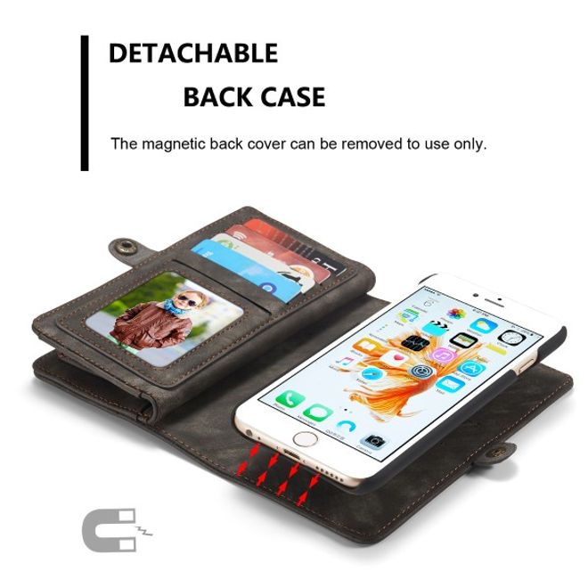 Caseme - Leder Portemonnaie mit abnehmbarer Plastik Hülle für iPhone 8 Plus / 7 Plus - schwarz