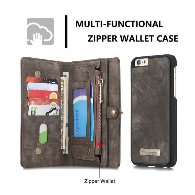 Caseme - Leder Portemonnaie mit abnehmbarer Plastik Hülle für iPhone 8 Plus / 7 Plus - schwarz