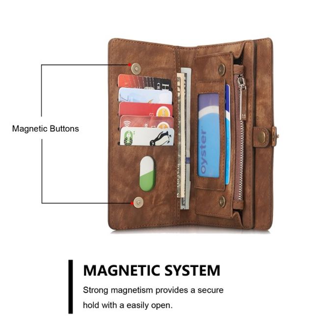 Caseme - Leder Portemonnaie mit abnehmbarer Plastik Hülle für iPhone 8 Plus / 7 Plus - kaffeefarben
