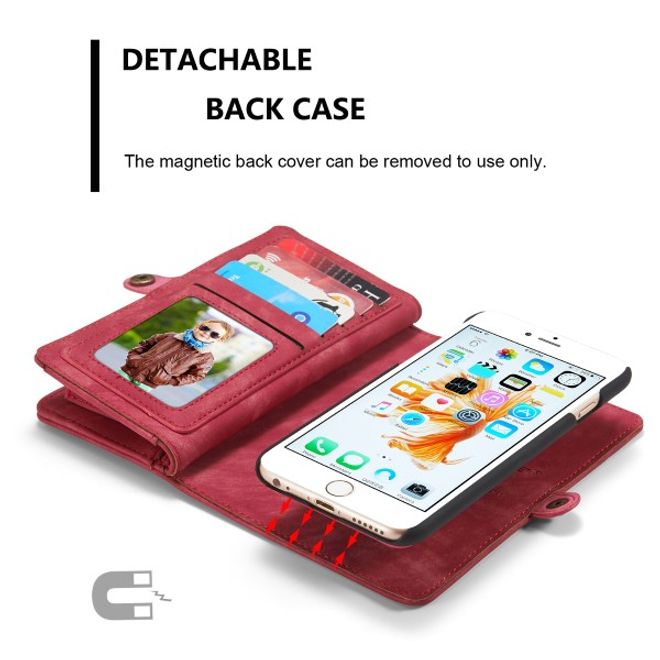 Caseme - Leder Portemonnaie mit abnehmbarer Plastik Hülle für iPhone 8 Plus / 7 Plus - rot