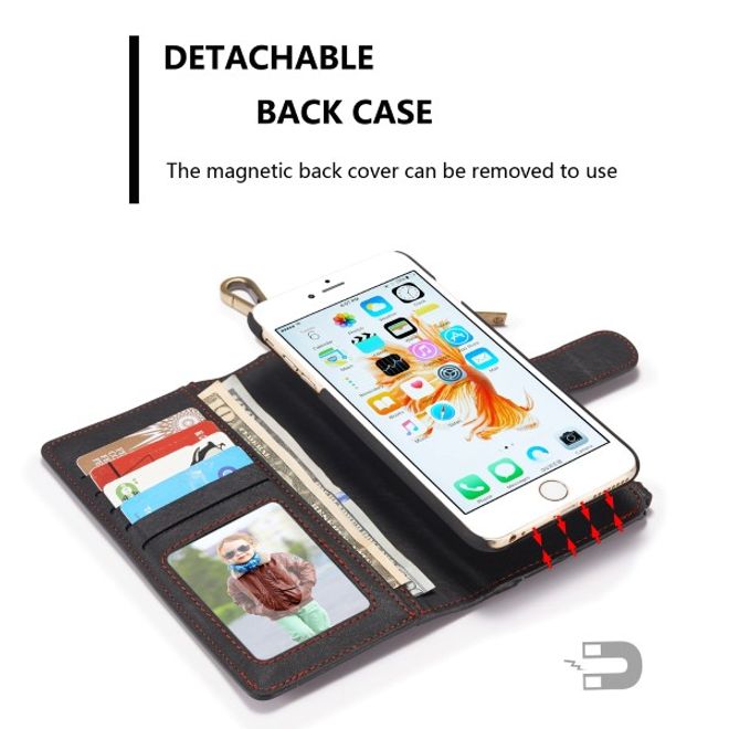 Caseme - Leder Etui mit abnehmbarer Plastik Hülle für iPhone 8 Plus / 7 Plus - schwarz