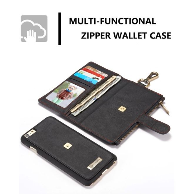 Caseme - Leder Etui mit abnehmbarer Plastik Hülle für iPhone 8 Plus / 7 Plus - schwarz