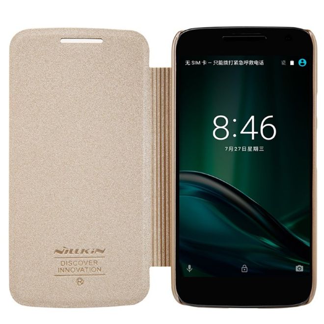 Nillkin - Lenovo Moto G4 Play Hülle - Leder Cover - Sparkle Series - gold