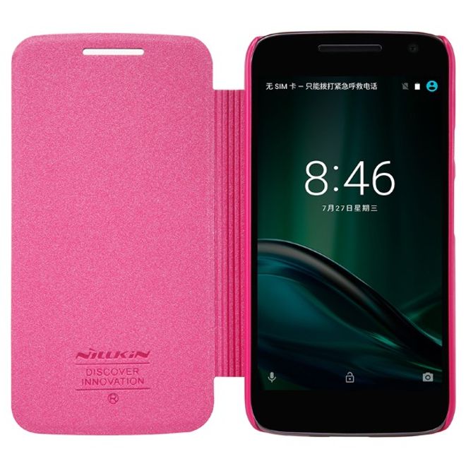 Nillkin - Lenovo Moto G4 Play Hülle - Leder Cover - Sparkle Series - pink
