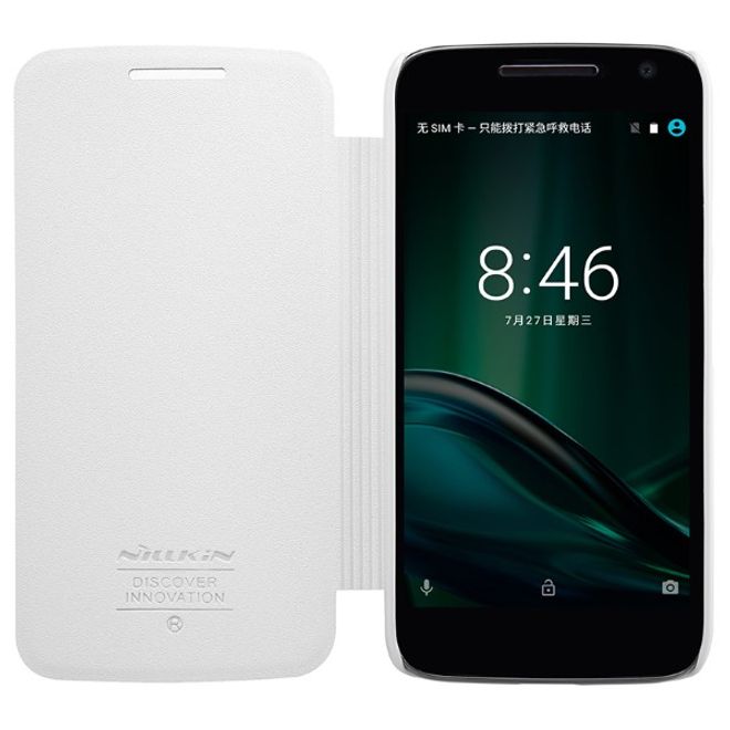 Nillkin - Lenovo Moto G4 Play Hülle - Leder Cover - Sparkle Series - weiss