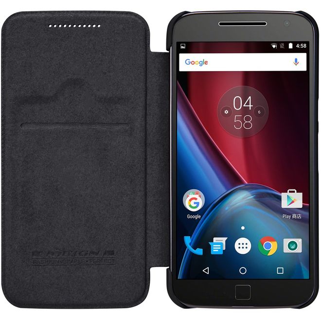 Nillkin - Lenovo Moto G4 Plus Hülle - Leder Cover - Qin Series - schwarz