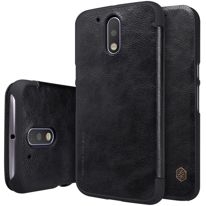 Nillkin - Lenovo Moto G4 Plus Hülle - Leder Cover - Qin Series - schwarz
