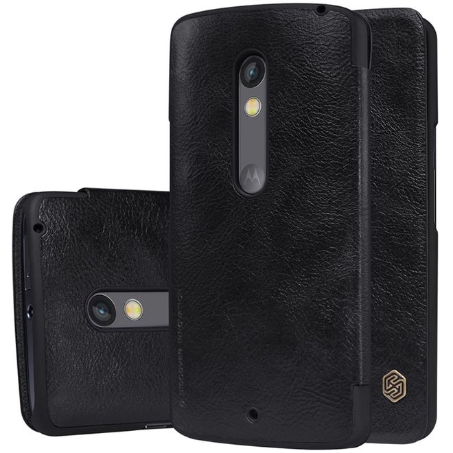 Nillkin - Lenovo Moto X Play Handyhülle - Leder Cover - Qin Series - schwarz