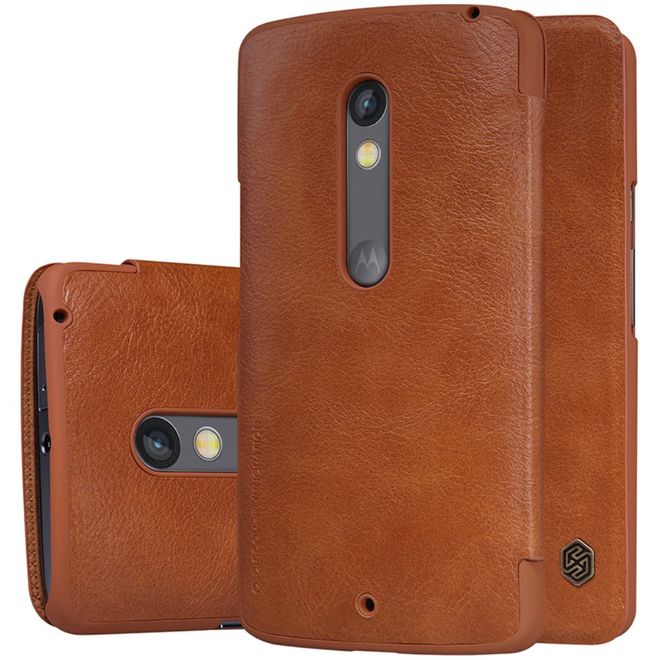 Nillkin - Lenovo Moto X Play Handyhülle - Leder Cover - Qin Series - braun