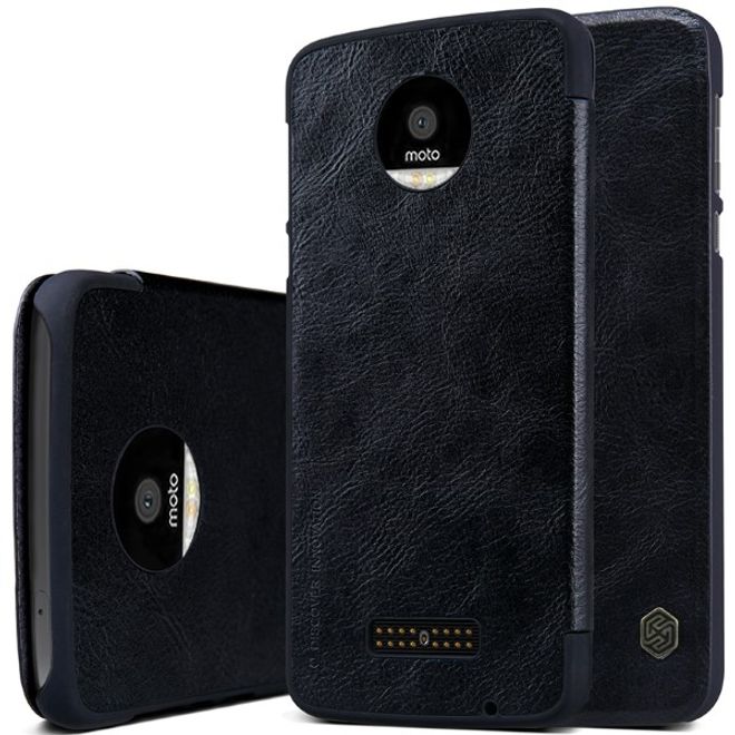 Nillkin - Handyhülle für Motorola Moto Z - Leder Case - Qin Series - schwarz