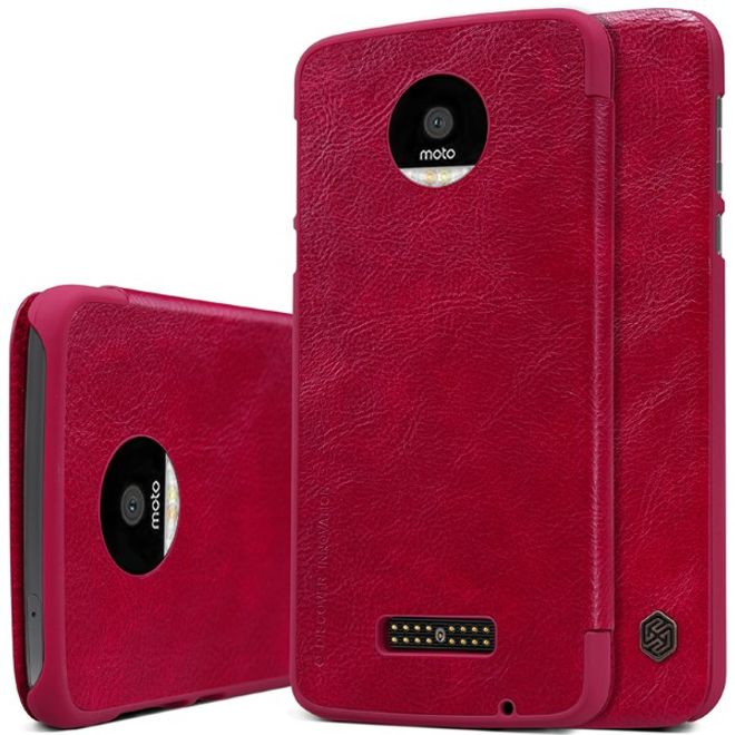 Nillkin - Handyhülle für Motorola Moto Z - Leder Case - Qin Series - rot