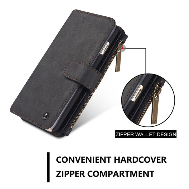 Caseme - Hülle für iPhone 6/6S - Case aus Leder/Plastik - mit abnehmbarem Plastik Cover - schwarz