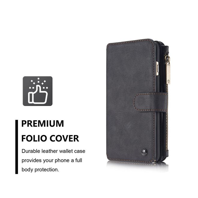 Caseme - Hülle für iPhone 6/6S - Case aus Leder/Plastik - mit abnehmbarem Plastik Cover - schwarz