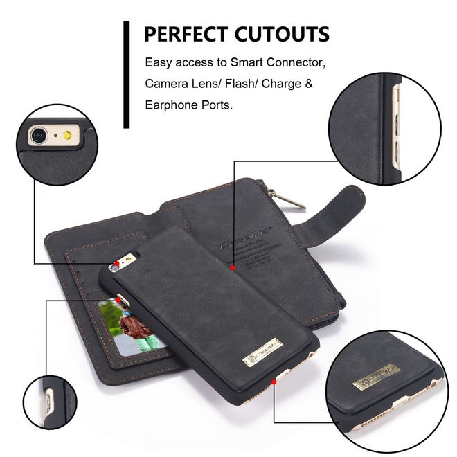 Caseme - Hülle für iPhone 6/6S - Case aus Leder/Plastik - mit abnehmbarem Plastik Cover - schwarz