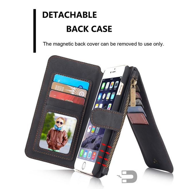 Caseme - Hülle für iPhone 6/6S - Case aus Leder/Plastik - mit abnehmbarem Plastik Cover - schwarz