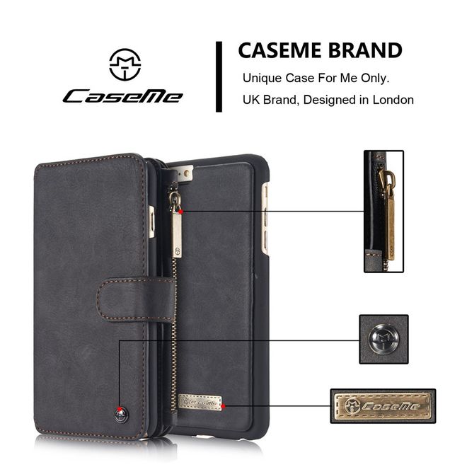 Caseme - Hülle für iPhone 6/6S - Case aus Leder/Plastik - mit abnehmbarem Plastik Cover - schwarz