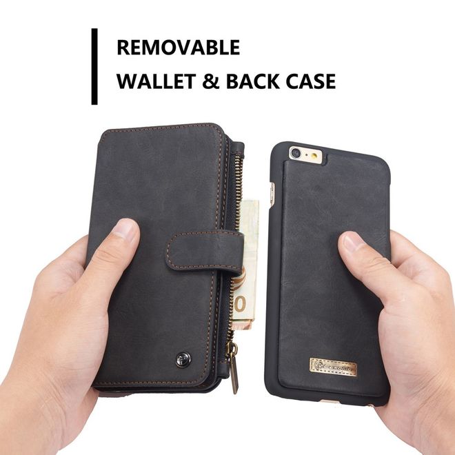 Caseme - Hülle für iPhone 6/6S - Case aus Leder/Plastik - mit abnehmbarem Plastik Cover - schwarz