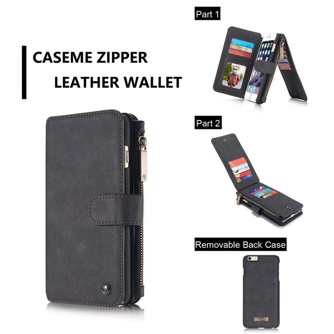 Caseme - Hülle für iPhone 6/6S - Case aus Leder/Plastik - mit abnehmbarem Plastik Cover - schwarz