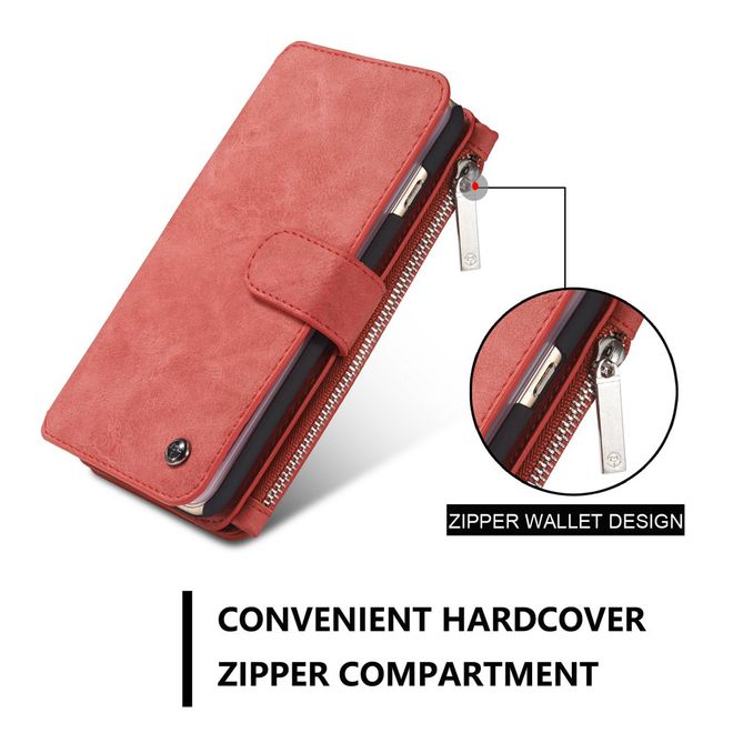 Caseme - Hülle für iPhone 6/6S - Case aus Leder/Plastik - mit abnehmbarem Plastik Cover - rot