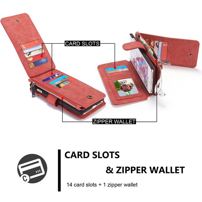 Caseme - Hülle für iPhone 6/6S - Case aus Leder/Plastik - mit abnehmbarem Plastik Cover - rot