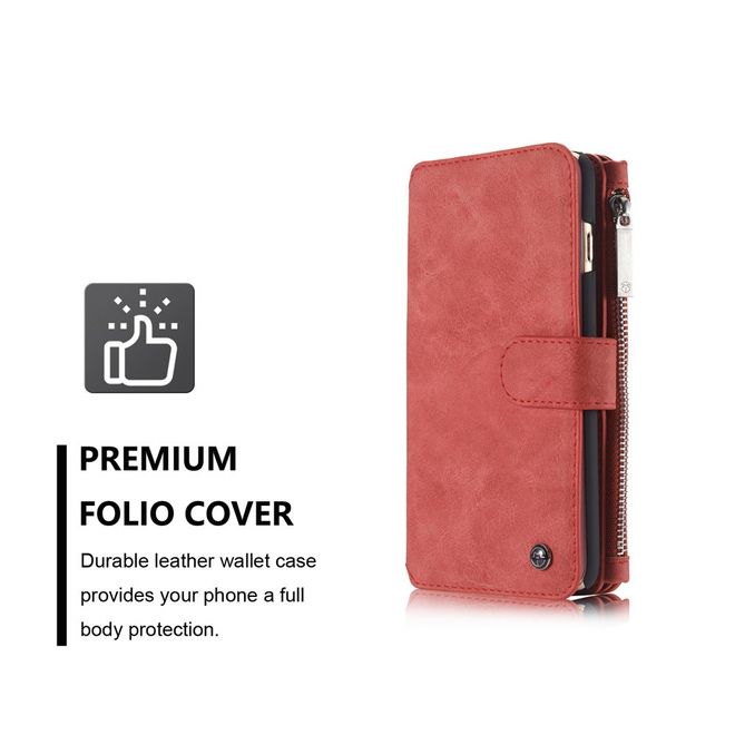 Caseme - Hülle für iPhone 6/6S - Case aus Leder/Plastik - mit abnehmbarem Plastik Cover - rot