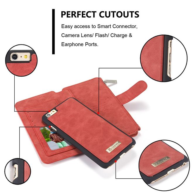 Caseme - Hülle für iPhone 6/6S - Case aus Leder/Plastik - mit abnehmbarem Plastik Cover - rot