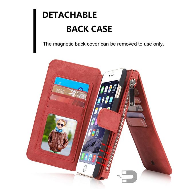 Caseme - Hülle für iPhone 6/6S - Case aus Leder/Plastik - mit abnehmbarem Plastik Cover - rot