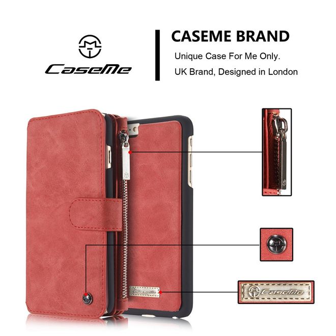 Caseme - Hülle für iPhone 6/6S - Case aus Leder/Plastik - mit abnehmbarem Plastik Cover - rot