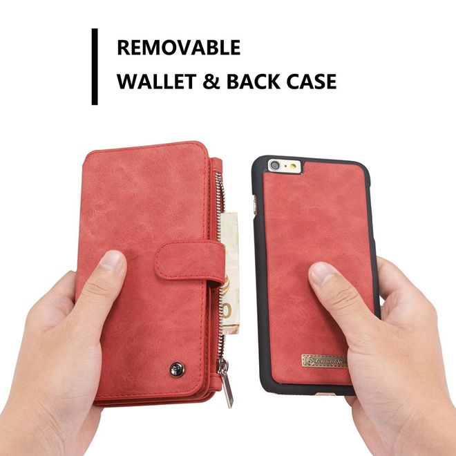Caseme - Hülle für iPhone 6/6S - Case aus Leder/Plastik - mit abnehmbarem Plastik Cover - rot