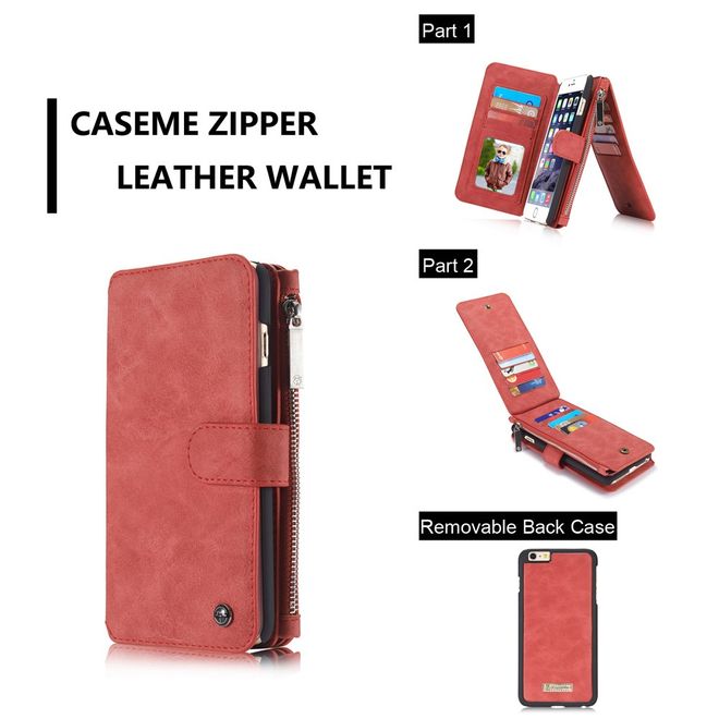 Caseme - Hülle für iPhone 6/6S - Case aus Leder/Plastik - mit abnehmbarem Plastik Cover - rot