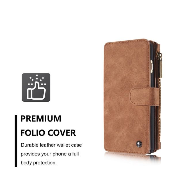 Caseme - Hülle für iPhone 6/6S - Case aus Leder/Plastik - mit abnehmbarem Plastik Cover - braun