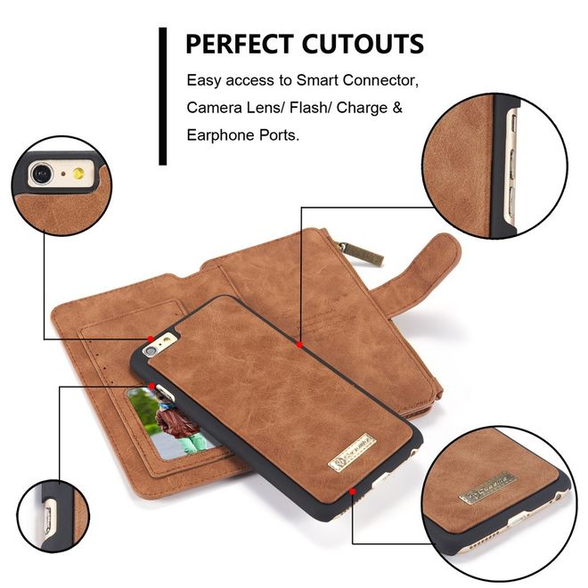 Caseme - Hülle für iPhone 6/6S - Case aus Leder/Plastik - mit abnehmbarem Plastik Cover - braun