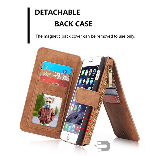Caseme - Hülle für iPhone 6/6S - Case aus Leder/Plastik - mit abnehmbarem Plastik Cover - braun