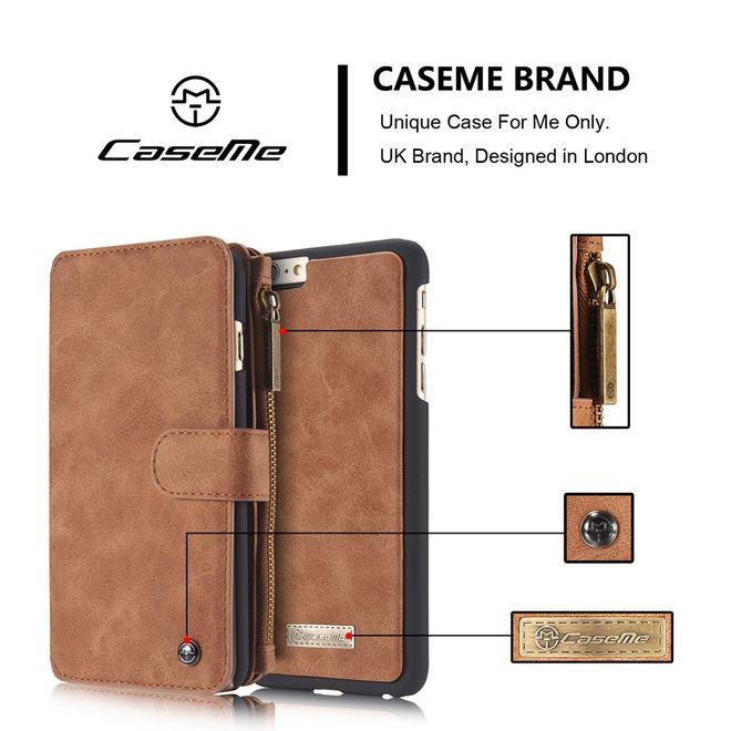 Caseme - Hülle für iPhone 6/6S - Case aus Leder/Plastik - mit abnehmbarem Plastik Cover - braun