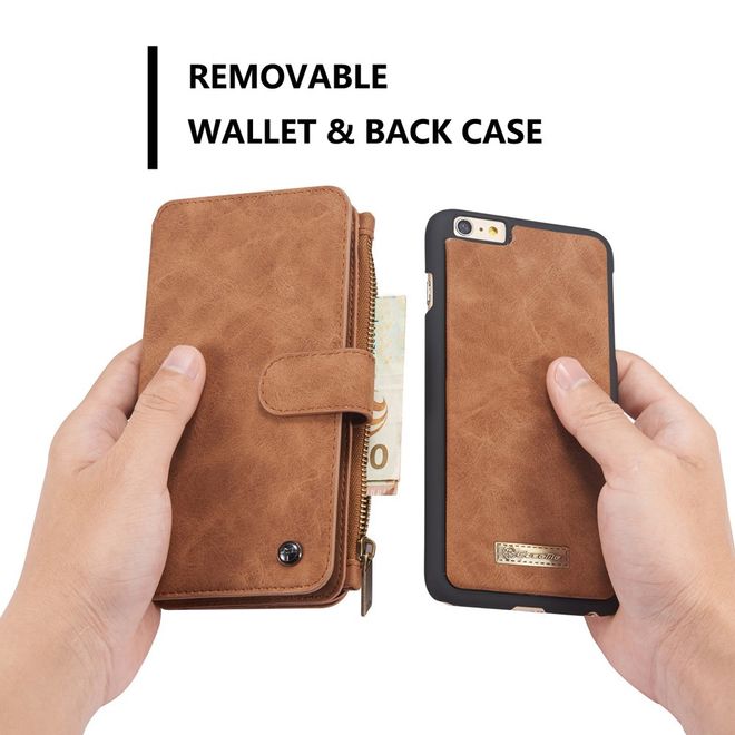 Caseme - Hülle für iPhone 6/6S - Case aus Leder/Plastik - mit abnehmbarem Plastik Cover - braun
