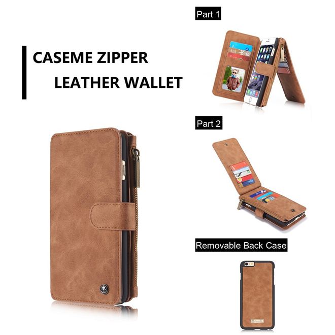 Caseme - Hülle für iPhone 6/6S - Case aus Leder/Plastik - mit abnehmbarem Plastik Cover - braun
