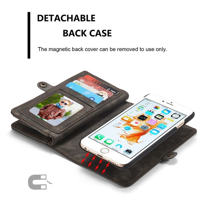Caseme - iphone 6/6S Hülle - Case aus Leder/Plastik - Retrostyle - abnehmbares Plastik Cover - grau