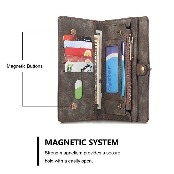 Caseme - iphone 6/6S Hülle - Case aus Leder/Plastik - Retrostyle - abnehmbares Plastik Cover - grau